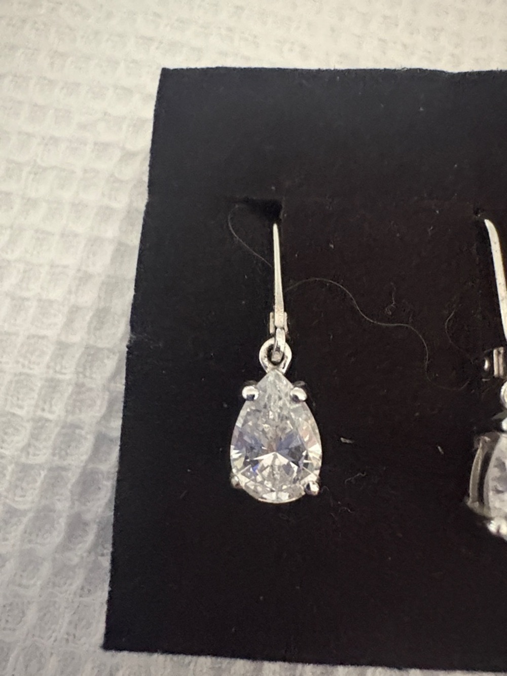 Sterling Silver Cubic Zirconia Drop Earrings - Clear 2kt total - Picture 3 of 4